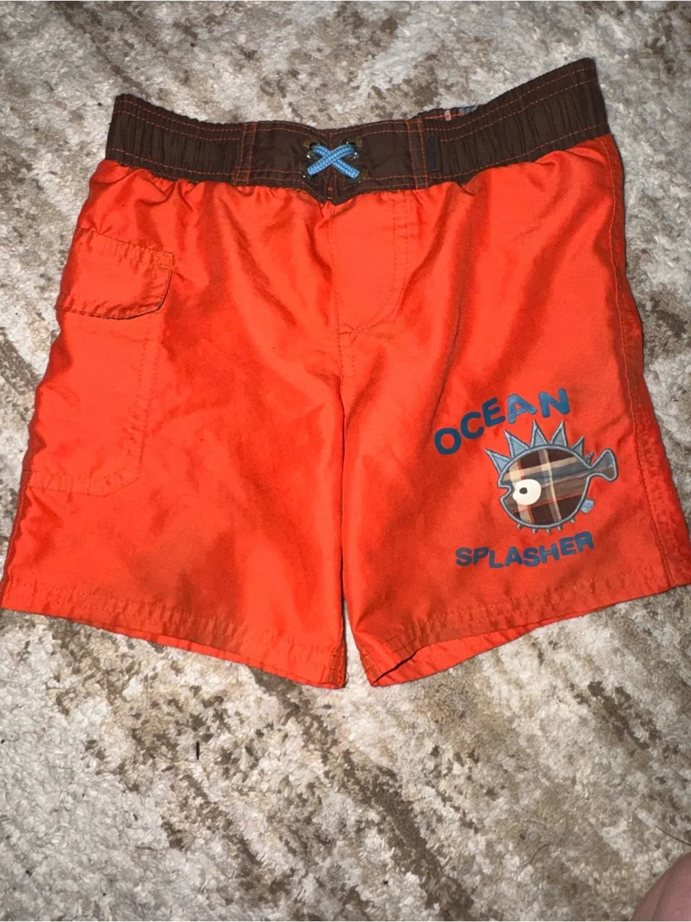 OshKosh B'gosh Orange Swim Trunks with Fish Graphic
